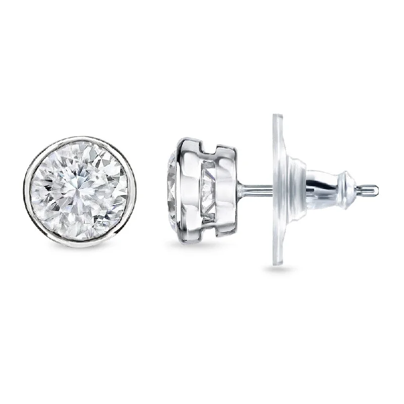 14k Gold 1/4ct TDW Round Diamond Bezel Stud Earrings by Auriya