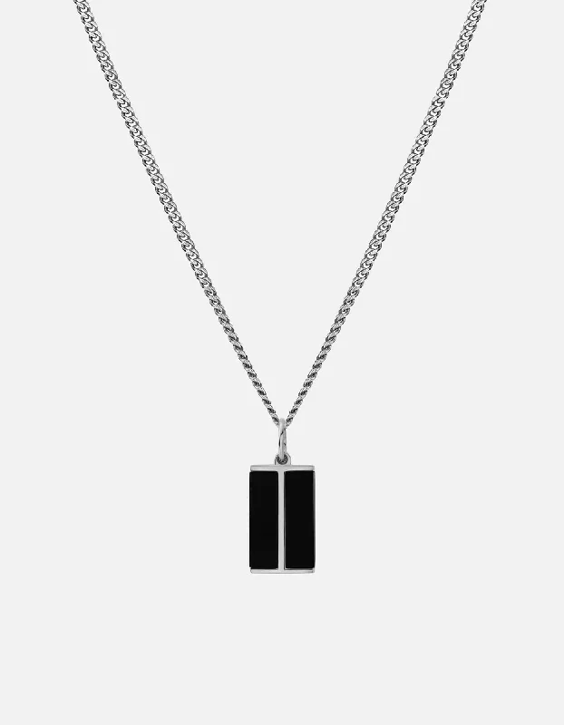 Duo Onyx Pendant Necklace, Sterling Silver