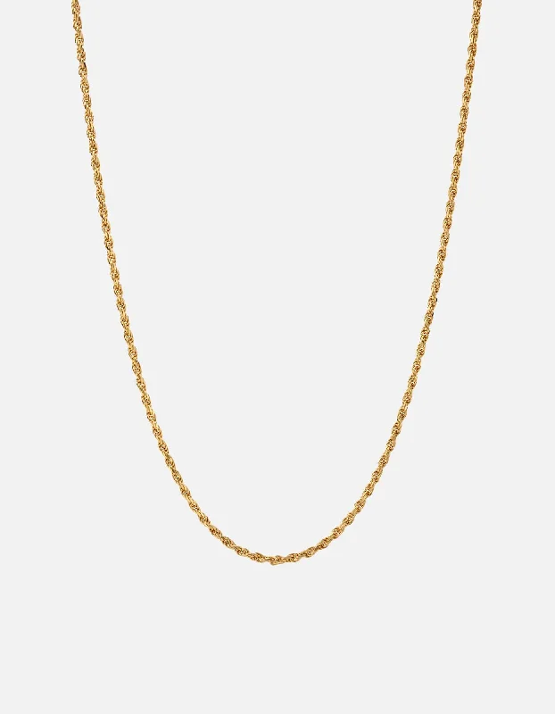 2.4mm Rope Chain Necklace, Gold Vermeil