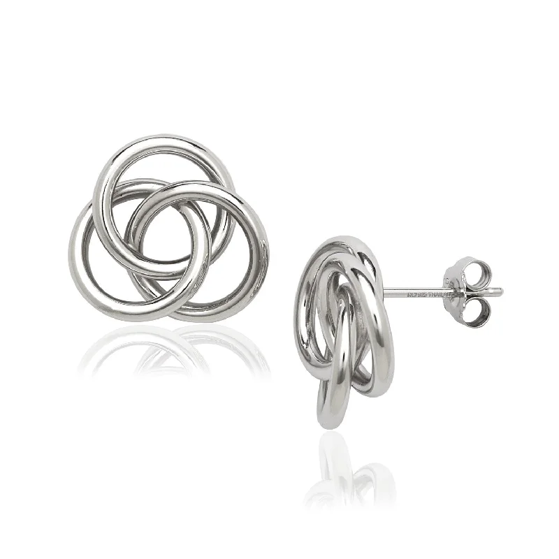 Curata Sterling Silver 16mm Wire Love Knot Post Stud Earrings - White