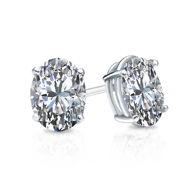 Auriya 1 1/2ctw Oval Diamond Stud Earrings 14k Gold (G-H, SI1-SI2)