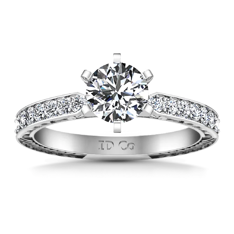 Pave Engagement Ring Arabesque 14K White Gold