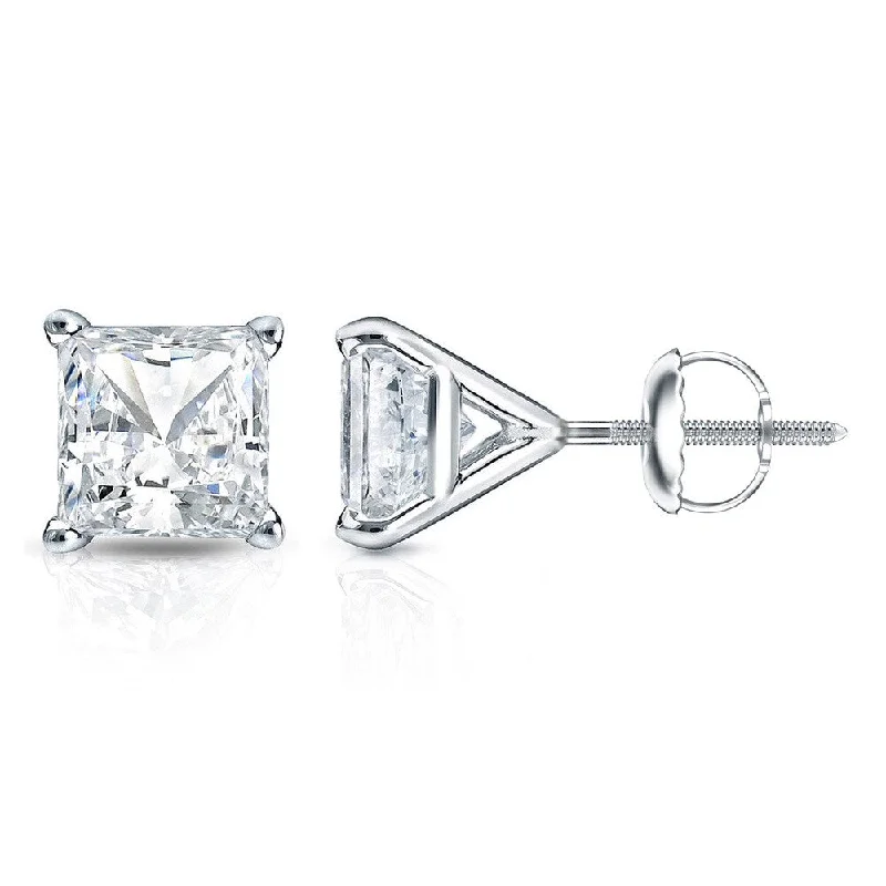 Auriya 1 1/4ctw Princess-cut Diamond Stud Earrings 14k Gold Martini-set (H-I, SI1-SI2)