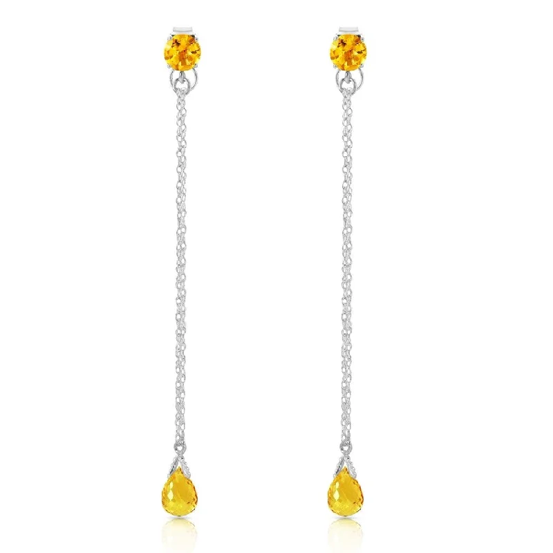 3.15 Carat 14K Solid White Gold Chandelier Earrings Citrine