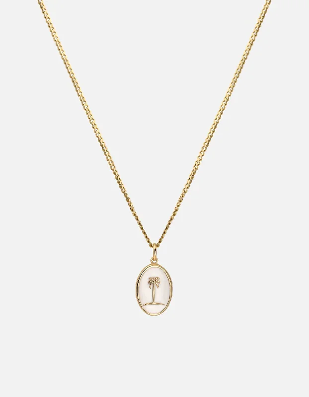 Mini Palm Necklace, Gold Vermeil/Off-White