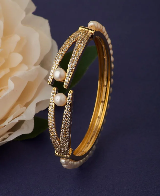 Stunning Stone Studded Pearl Bangle