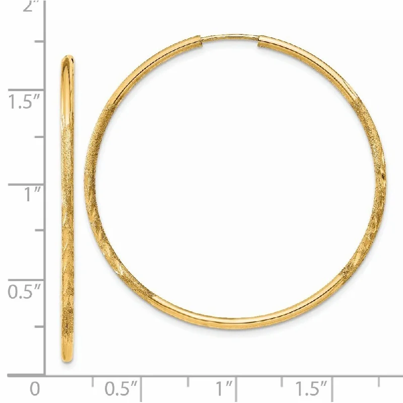 Diamond2Deal 14k Yellow Gold 1.5mm Polished Round Endless Hoop Earrings (L-45.5mm, W-45.5mm)