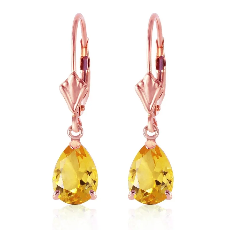 2.85 Carat 14K Solid Rose Gold Citrine Sunshine Earrings