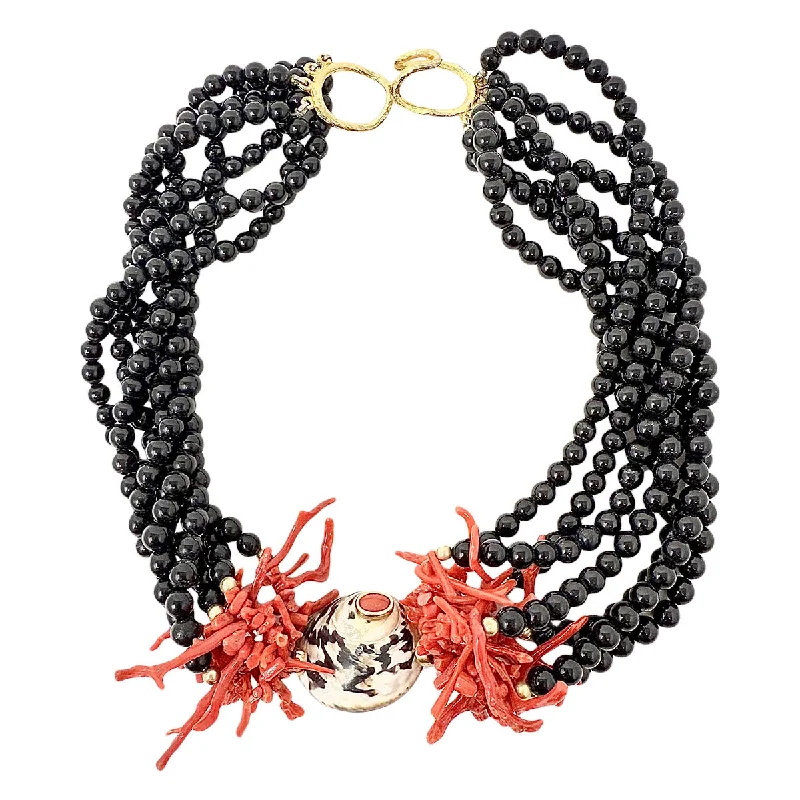 Onyx and Coral Necklace