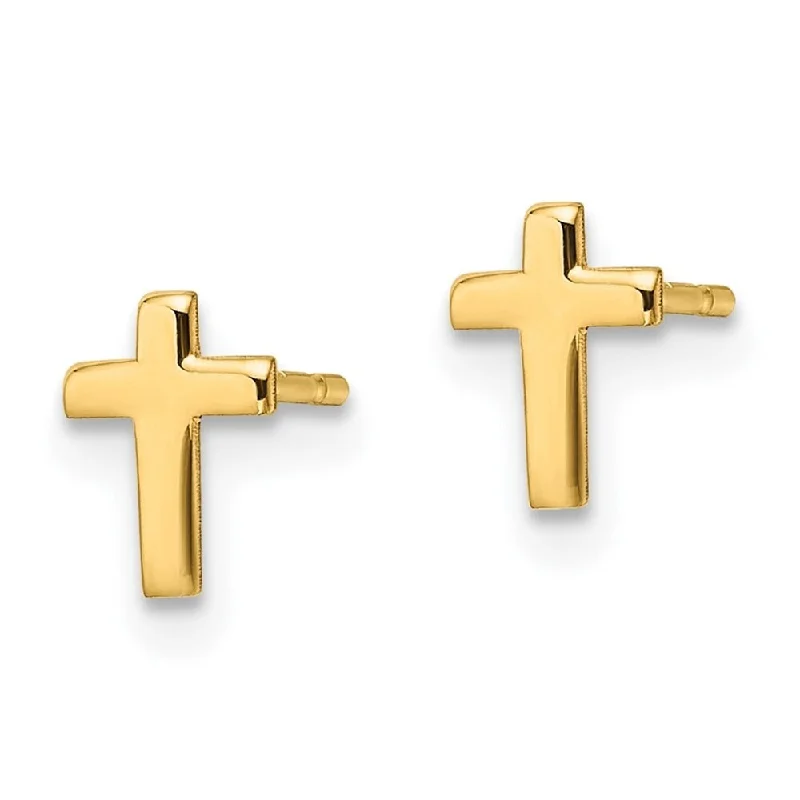 Diamond2Deal 14k Yellow Gold Polished Cross Post Stud Earrings (L-6.49mm, W-4.6mm)