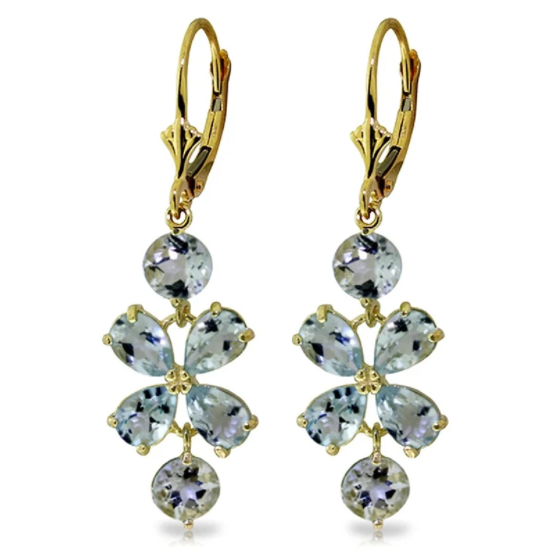 5.32 Carat 14K Solid Gold Chandelier Gemstone Earrings Aquamarine