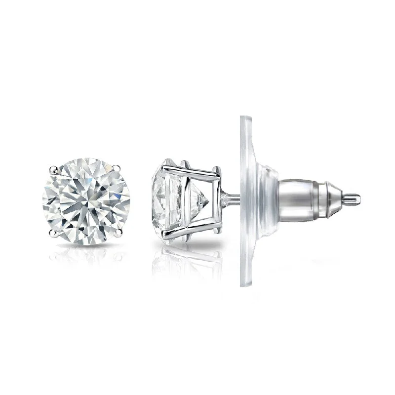 Auriya 14k Gold Certified 4.00 ct. TDW Secure-Lock Round Diamond Stud Earrings