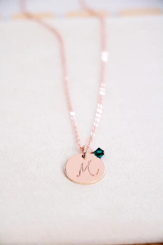 script initial necklace {yellow + rose gold}