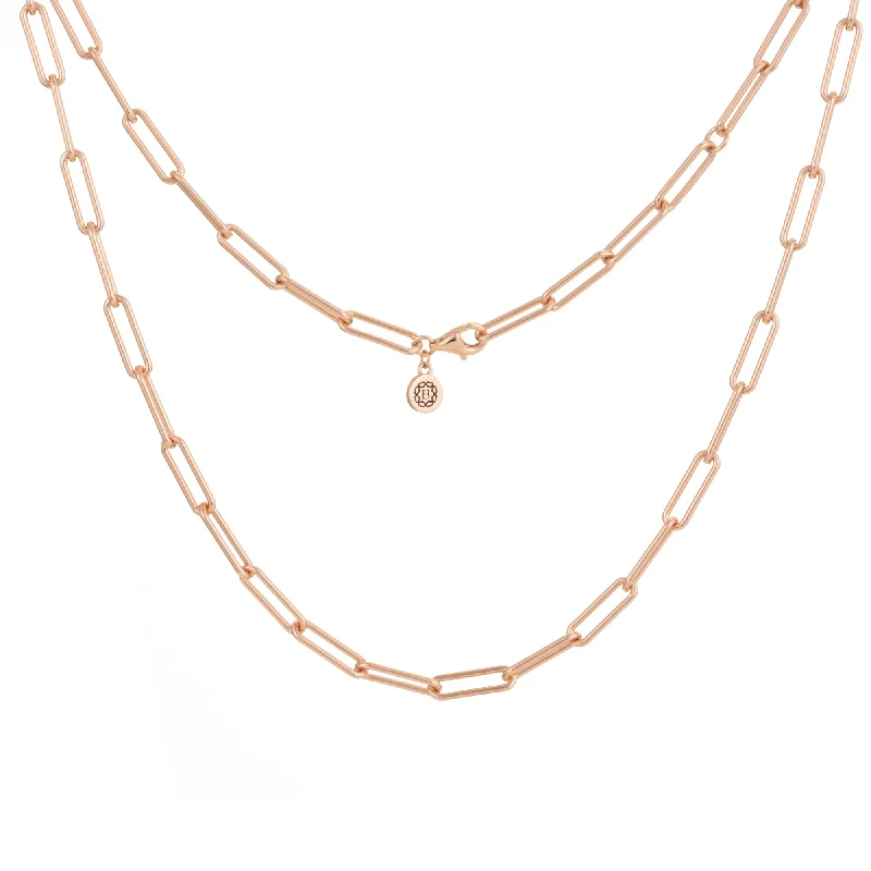 Rose Gold Link Chain Charm Necklace