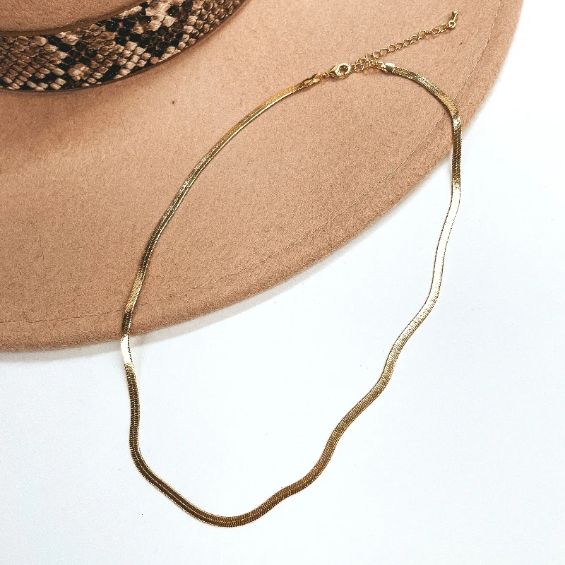 Gold Dipped Herringbone Chain Necklace