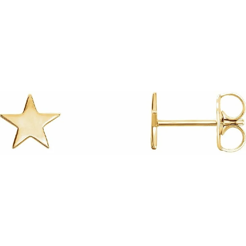 14K Yellow Gold Star Earrings for Women