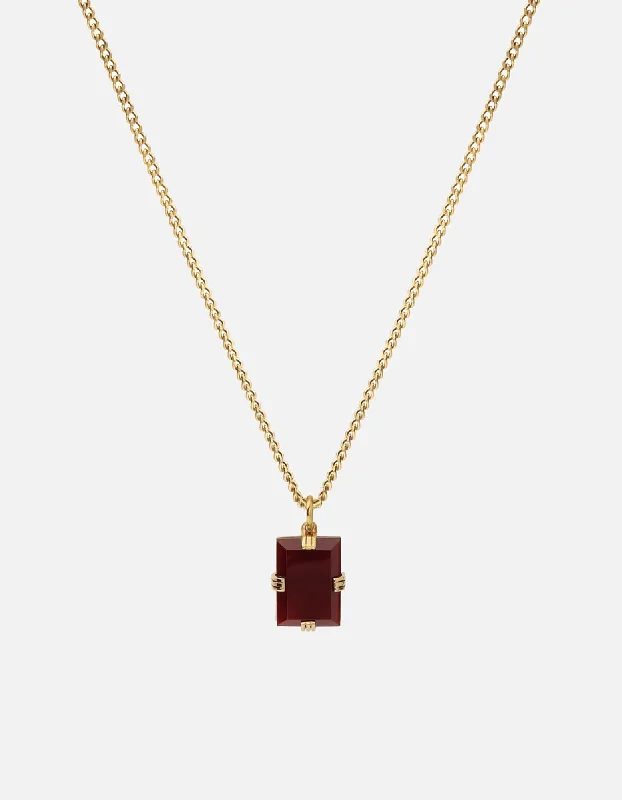 Lennox Red Agate Necklace, Gold Vermeil