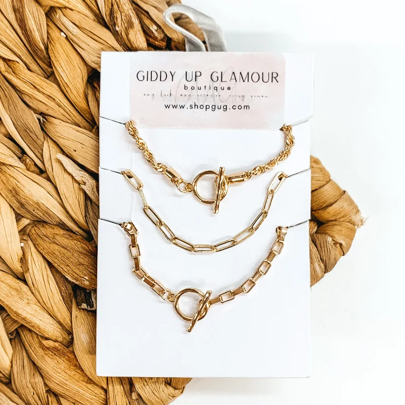 Set of Three | Gold Chain Necklace Set