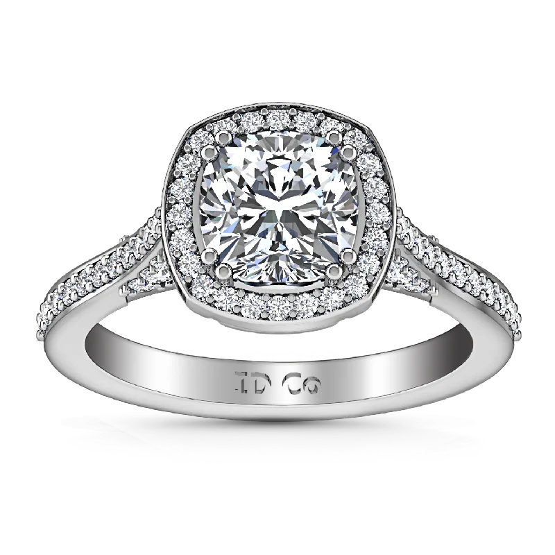 Halo Cushion Cut Engagement Ring Coco 14K White Gold