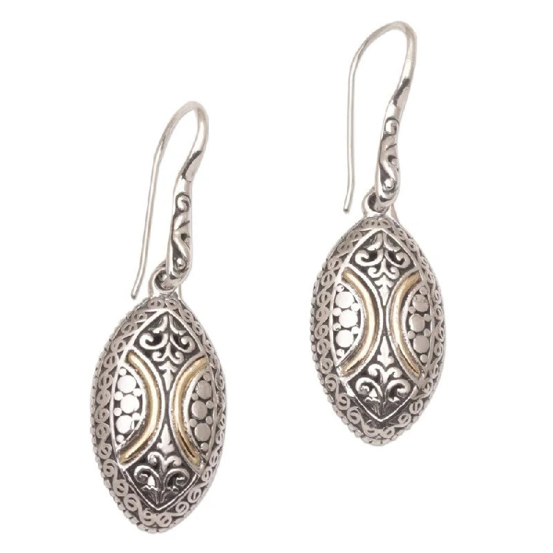 NOVICA Handmade Gold Accented Sterling Silver Palatial Eternity Earrings (Indonesia) - 1.8*0.5