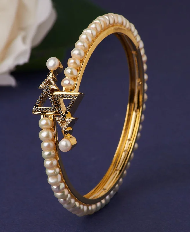 Statement Stone Studded Pearl Bangle