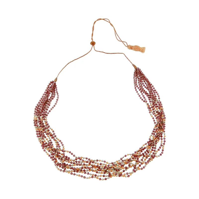 Lena Skadegard Nine Strand Garnet, Hessonite & Pyrite Necklace