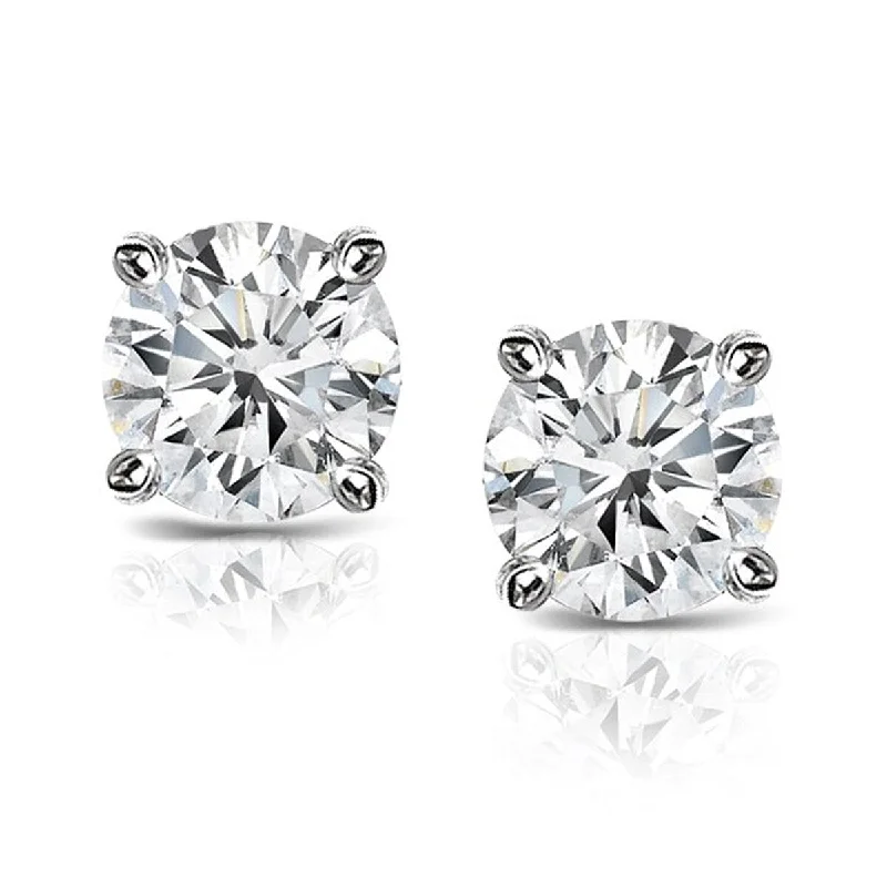 Auriya 2/5ctw Round Clarity-enhanced Diamond Stud Earrings Platinum (E-F, H-I or J-K, SI1-SI2, I1-I2 or I2-I3)