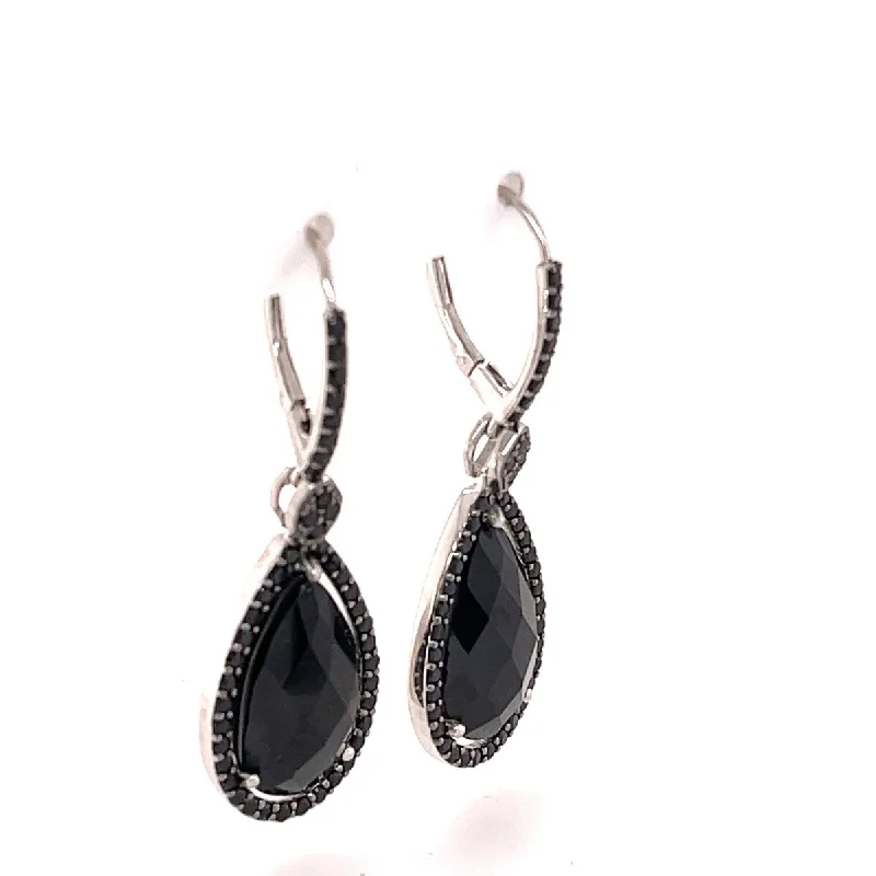 925 Sterling Silver Black Spinel Dangle Earrings