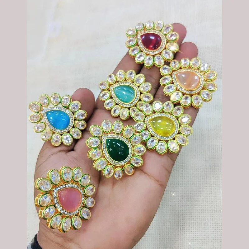 Manisha Jewellery Gold Plated Kundan Stone Adjustable Ring