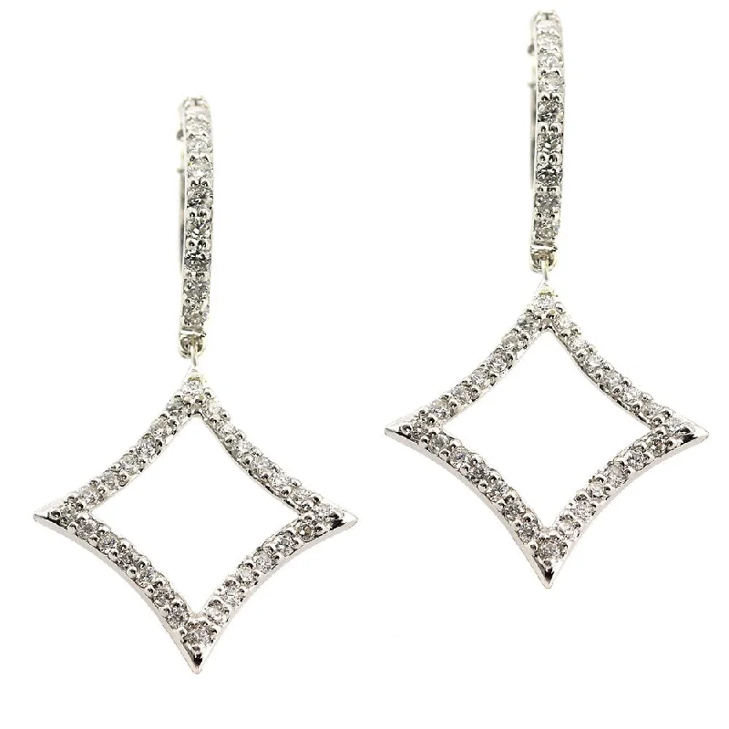 14k White Gold 1/2ct TDW Diamond Hoop Dangle Earrings (H-I, I1-I2)