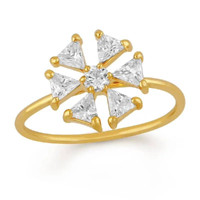 Mahi Floral love triangular petals Finger ring