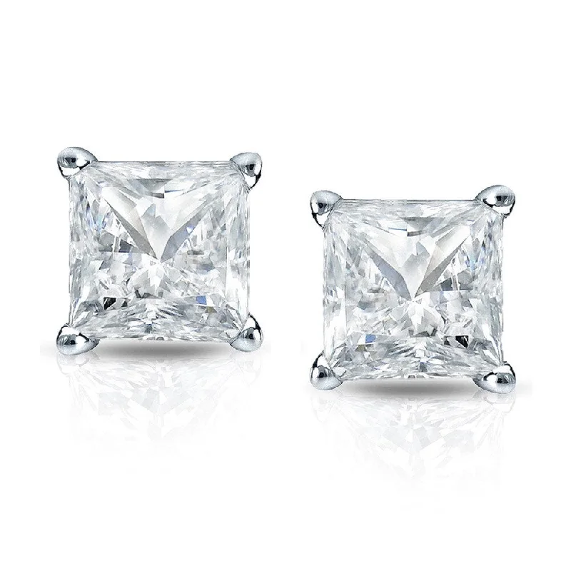 Auriya 1ctw Princess-cut Diamond Stud Earrings 14k Gold Martini-set