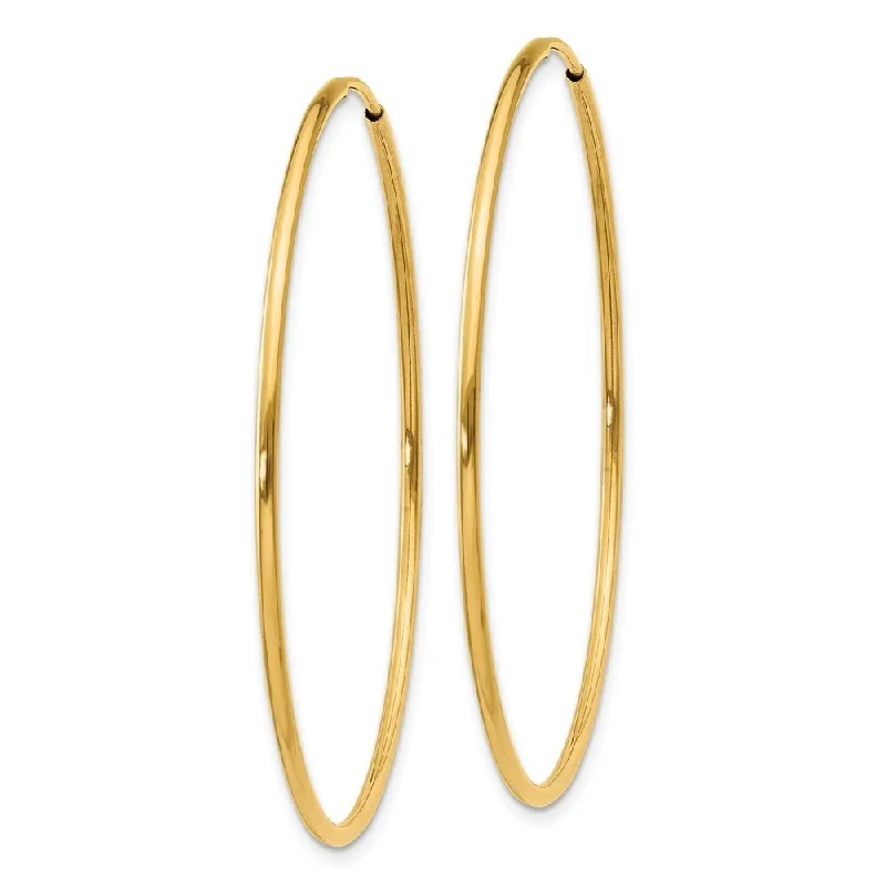 Diamond2Deal 14k Yellow Gold 1.25mm Endless Hoop Earrings (L-40mm, W-40mm)