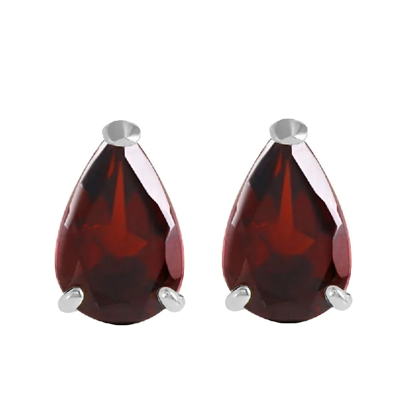 3.15 CTW 14K Solid White Gold Stud Earrings Natural Garnet