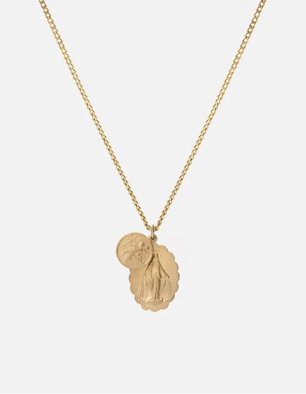 Mini Saints Necklace, 14k Matte Gold