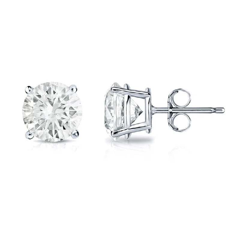 14k Gold Round 3/4ct TW Clarity Enhanced Diamond Stud Earrings (J-K)