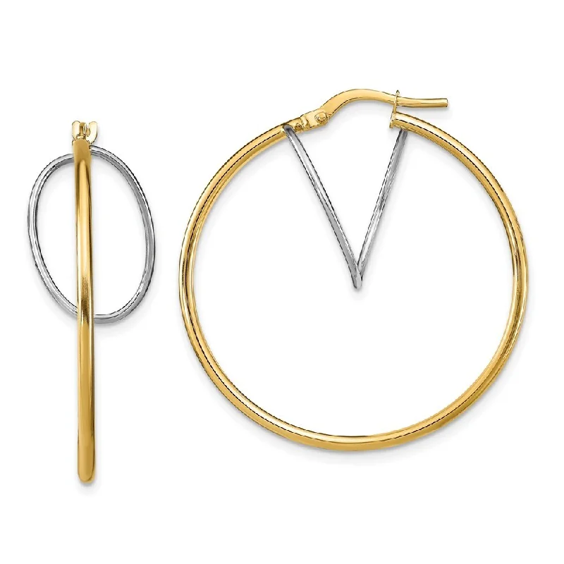 Leslie's 14k Gold Two-Tone Hoop Earrings (L-33.87 mm, W-34.01 mm)