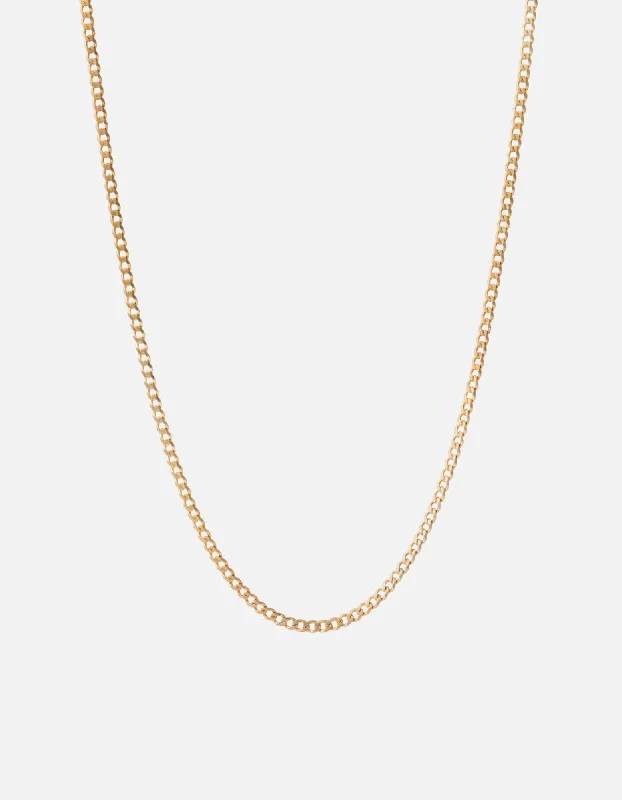 3mm Cuban Chain Necklace, 14k Matte Gold