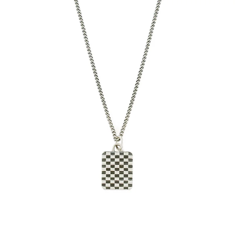 Silver Checkered Necklace