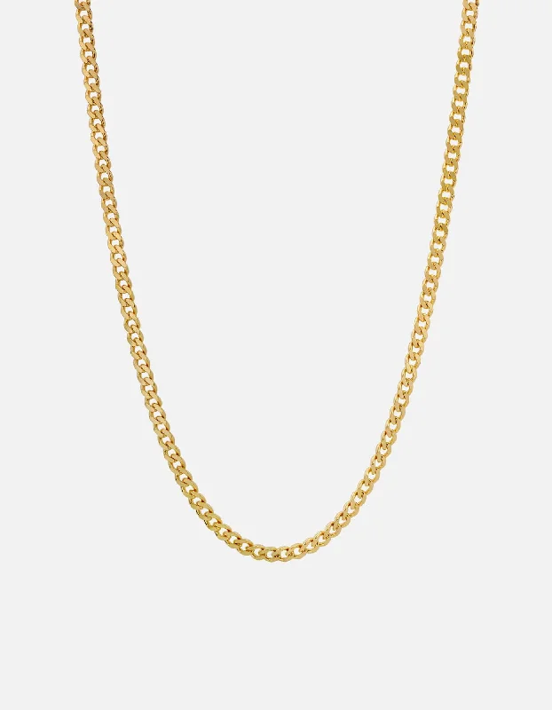 4mm Cuban Chain Necklace, Gold Vermeil