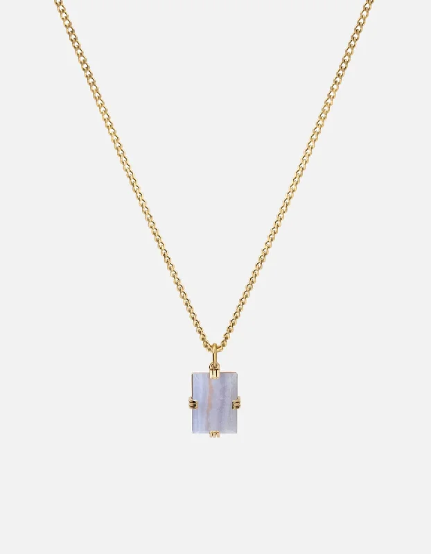 Lennox White Agate Necklace, Gold Vermeil