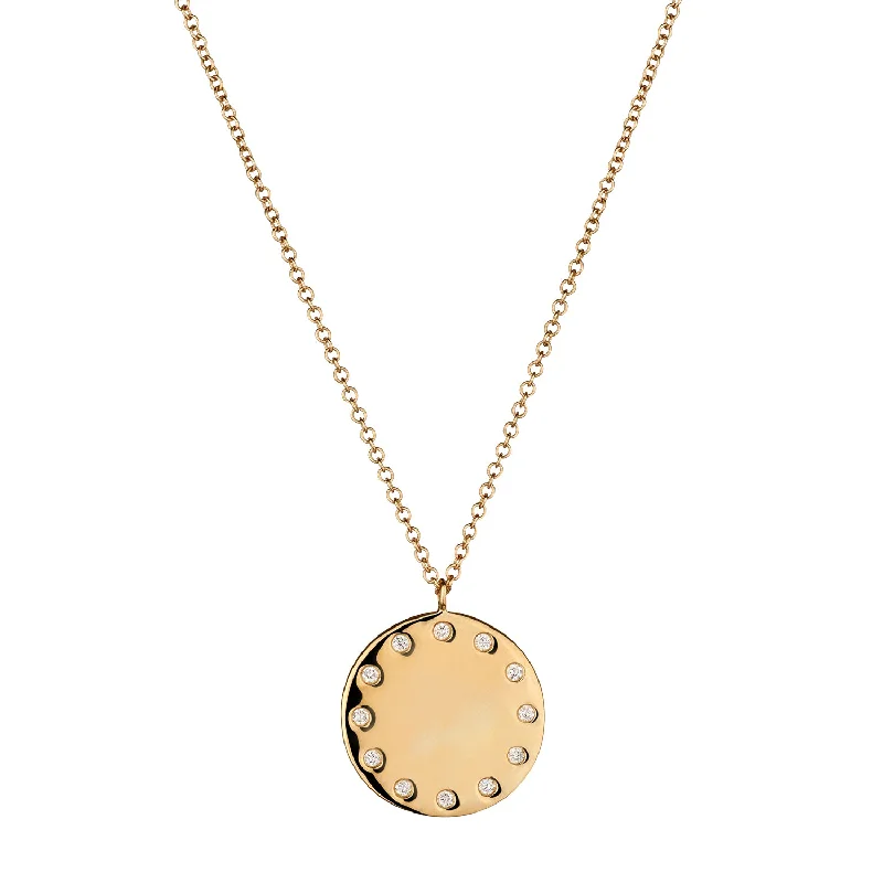 DIAMOND STUDDED DISC NECKLACE