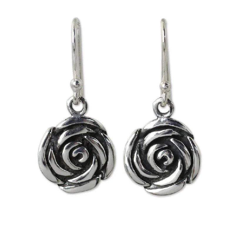 Handmade Spiral Rose Sterling Silver Earrings (Thailand)