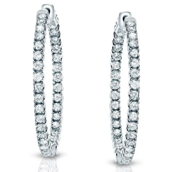 Auriya 14k Gold 3 carat TW Small to Large Diamond Hoop Earrings