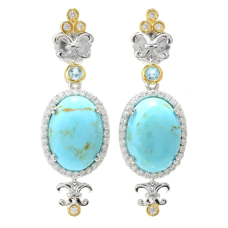 Dallas Prince Sterling Silver 2" 18 x 13mm Oval Turquoise & Gemstone Drop Earrings. Collection: Turquoise Obsession