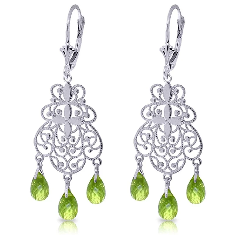 3.75 CTW 14K Solid White Gold Breakfast Beloved Peridot Earrings