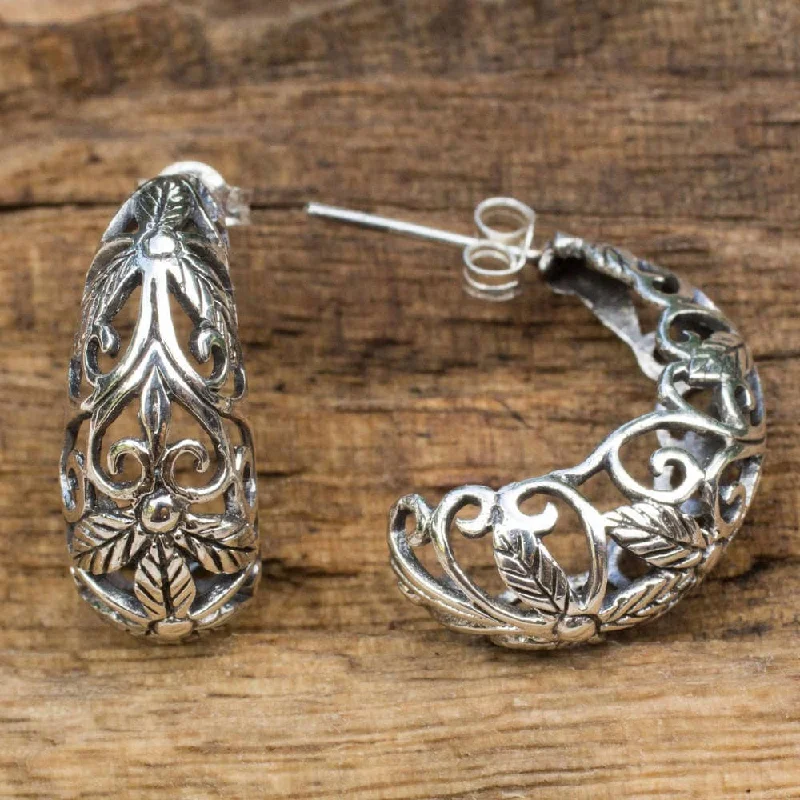 Sterling Silver 'Floral Fantasy' Earrings