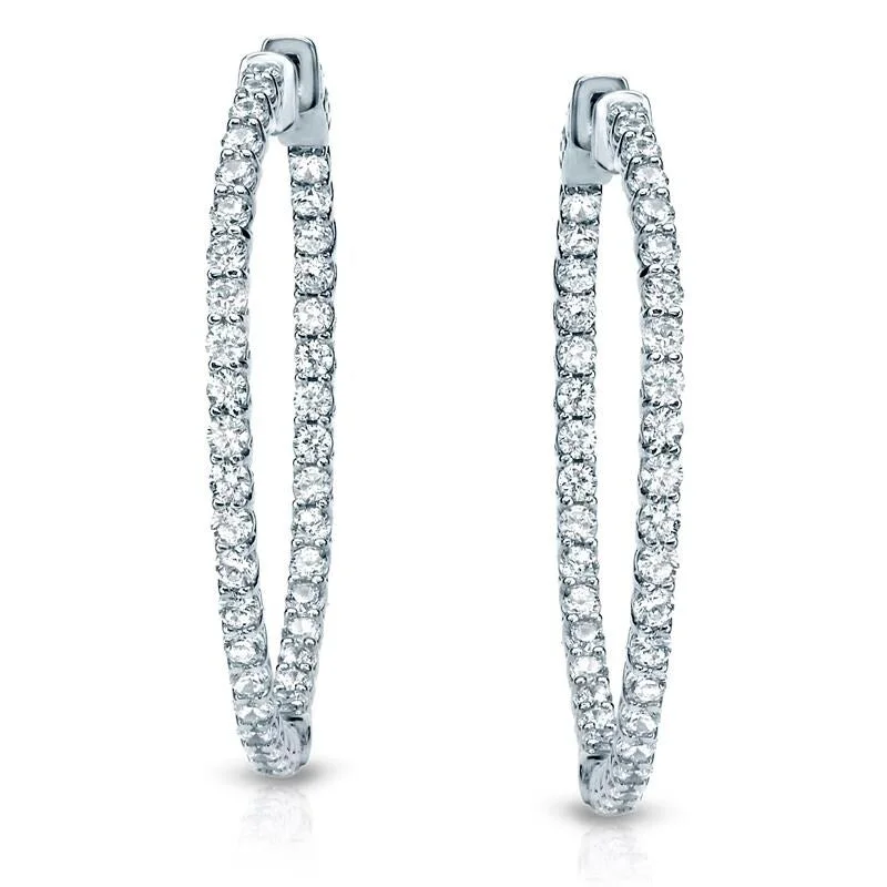 Auriya 14k Gold 2 1/2ctw Small or Medium Inside-out Diamond Hoop Earrings (H-I, SI1-SI2)