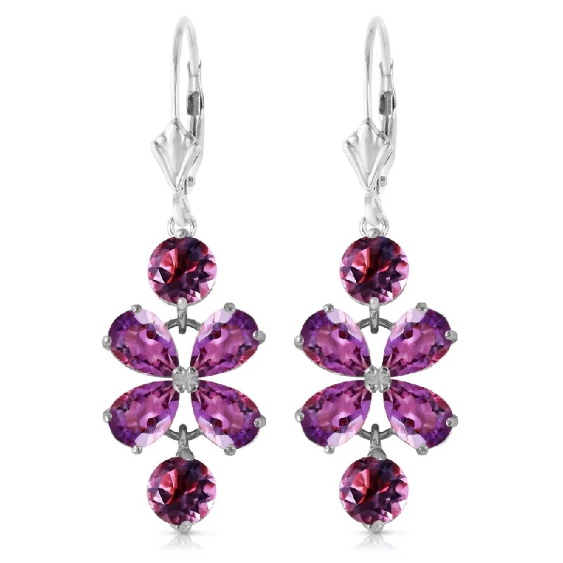 5.32 Carat 14K Solid White Gold Earthly Delight Amethyst Earrings