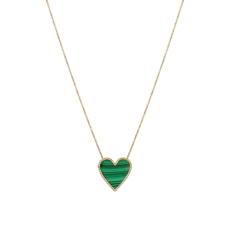 MALACHITE & DIAMOND HEART NECKLACE